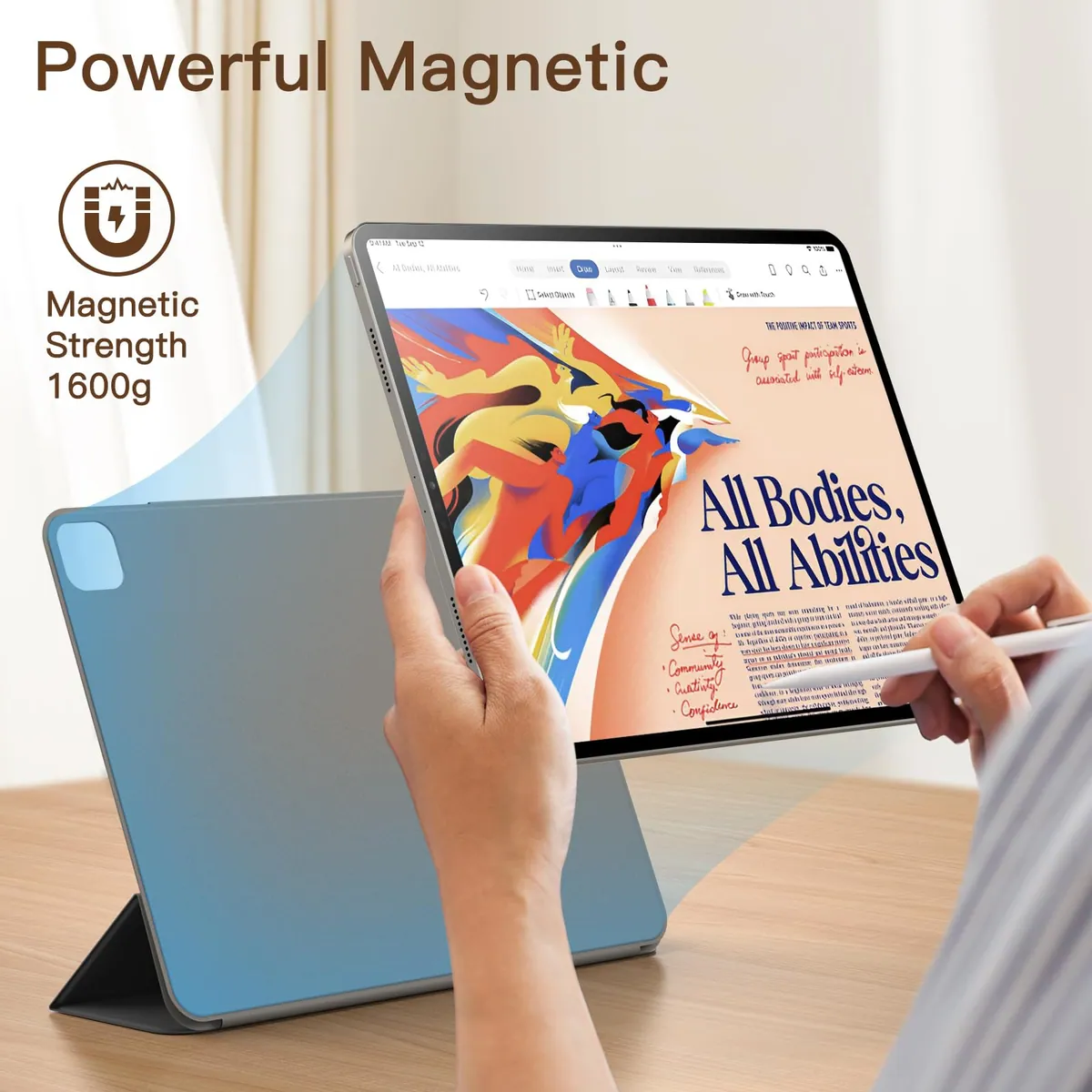 Husă magnetică JETech iPad Pro 11" (2022/2021/2020/2018) și iPad Air 5/4 10.9", suport încărcare Pencil 2, negru