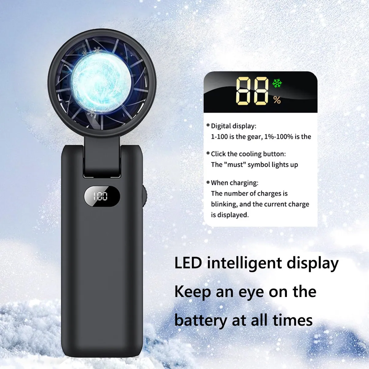Ventilator portabil Intckwan baterie 3600mAh reîncărcabil mini USB turbo călătorii