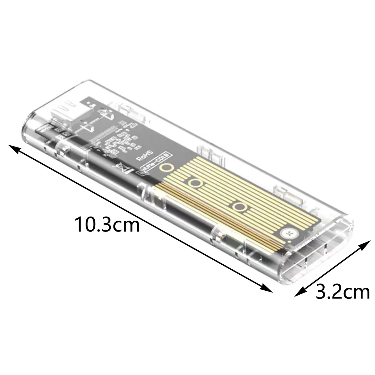 Carcasă SSD M.2 NVMe GERUI aluminiu, USB C 3.2 Gen 2 10Gbps, pentru 2230/2242/2260/2280, cheie M/B+M, argintiu