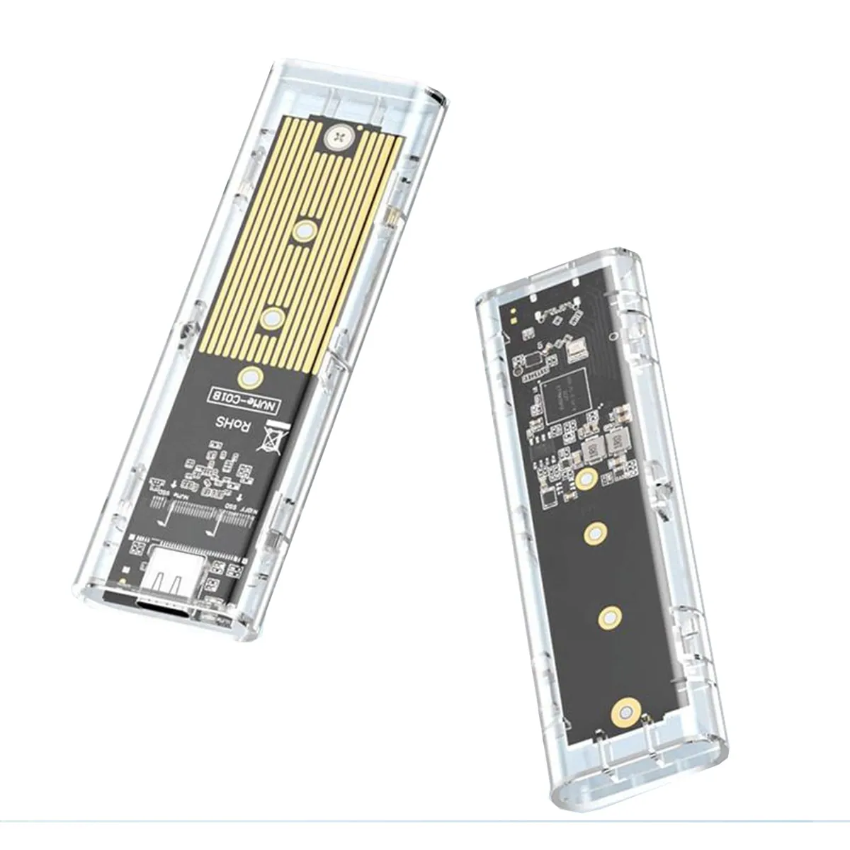 Carcasă SSD M.2 NVMe GERUI aluminiu, USB C 3.2 Gen 2 10Gbps, pentru 2230/2242/2260/2280, cheie M/B+M, argintiu